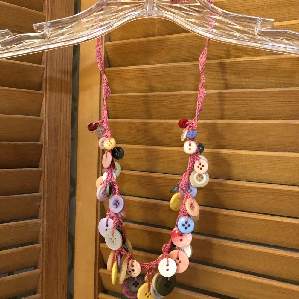 Handmade Crocheted Button Necklace